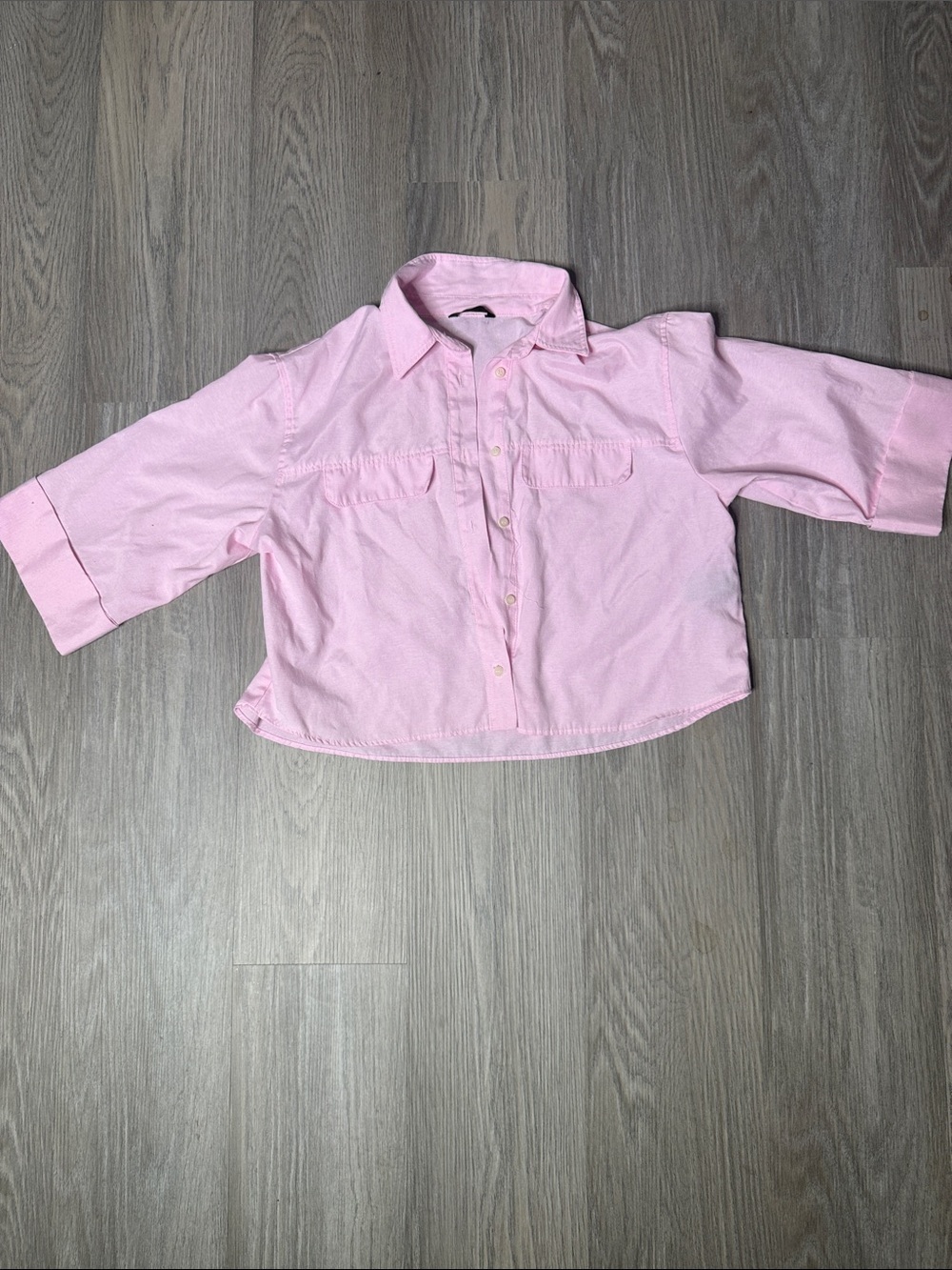 Cropped Pink Button-Down Shirt for Women